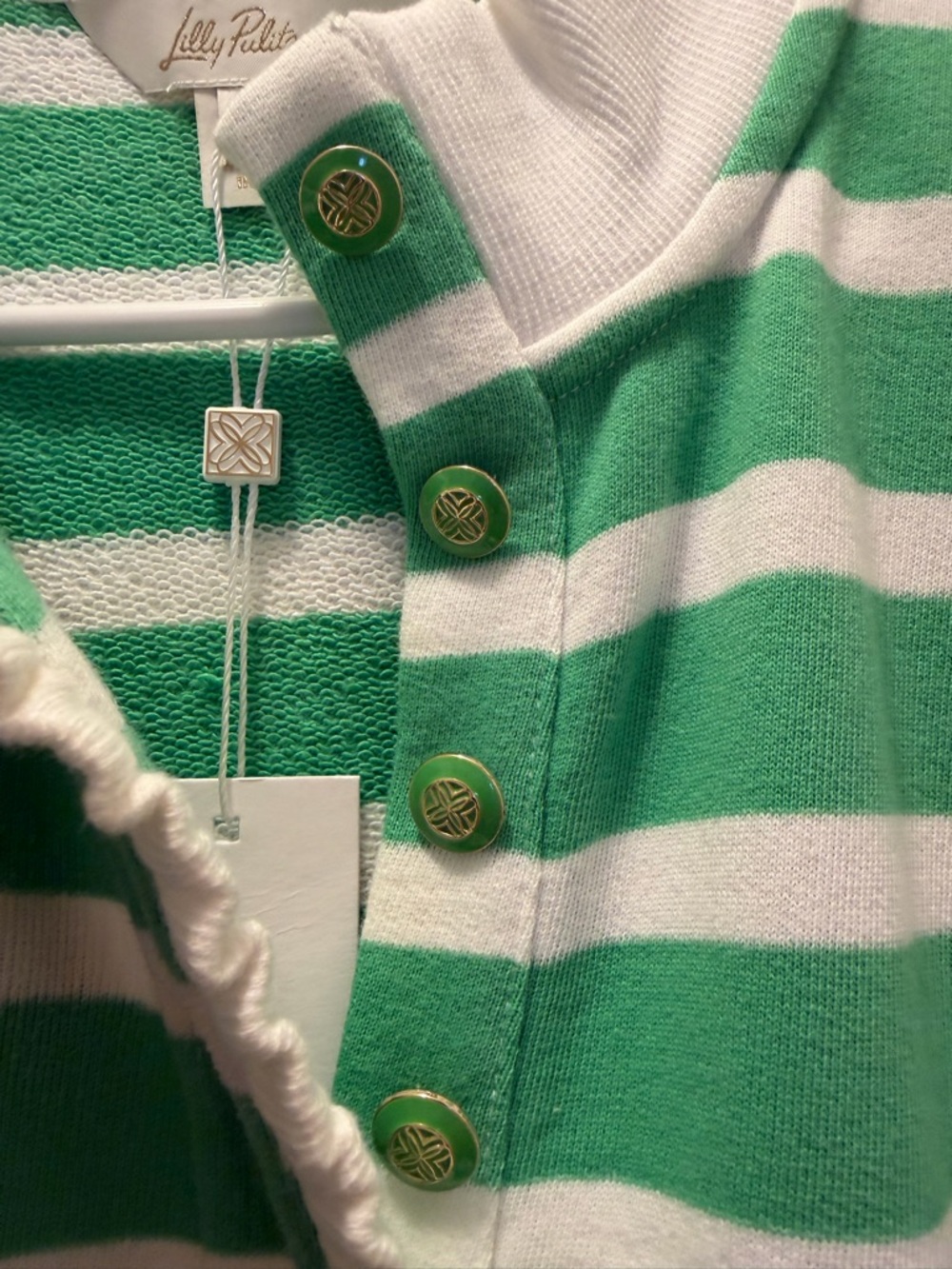 NWT LILLY PULITZER EVANGELINE DRESS SIZE M FAUNA GREEN RESORT WHITE STRIPE - Picture 3 of 12